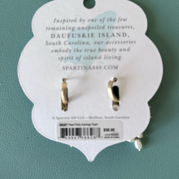 Spartina 449 Gold and Pearl Drop Earrings - Picture 3 of 5